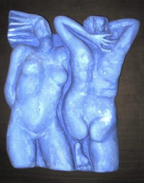 Torsos en azul. 2016 / Escayola sobre madera de 37 cm.